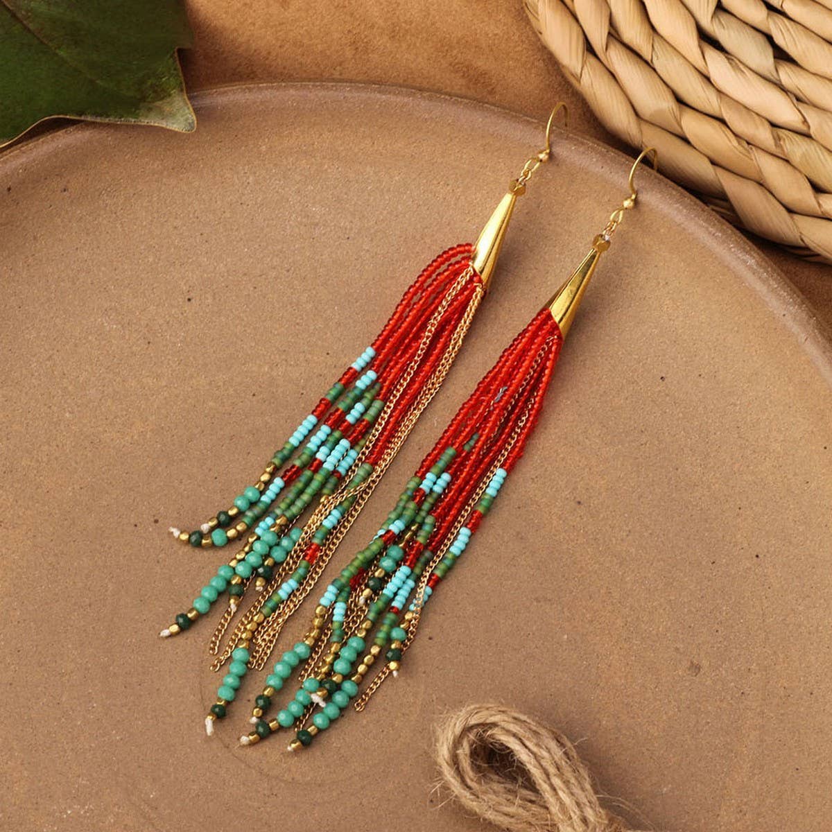 HIGH-GRADE NATURAL STONE WOVEN COLORFUL EARRINGS