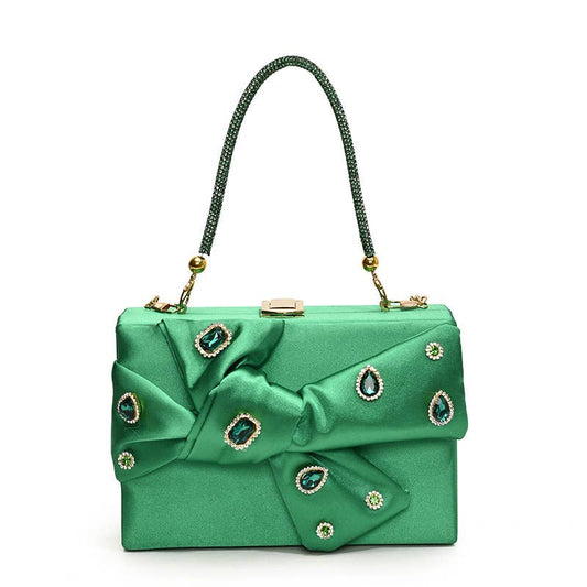 Rhinestone bow crossbody single-shoulder bag