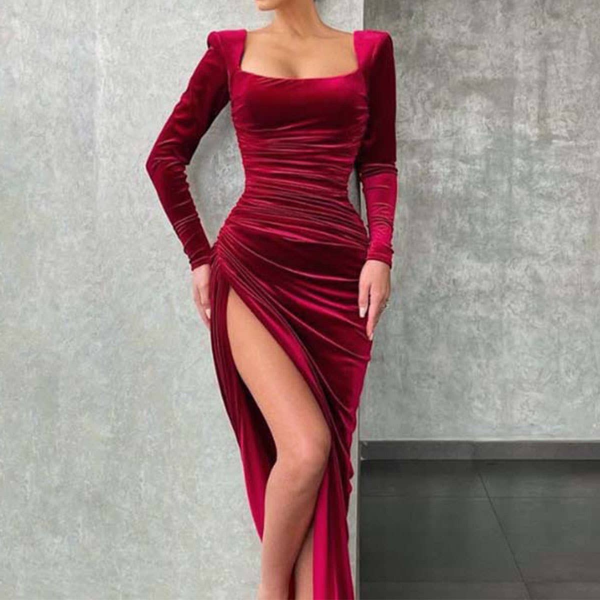 SEXY TEMPERAMENT SQUARE COLLAR HIGH WAIST DRESS