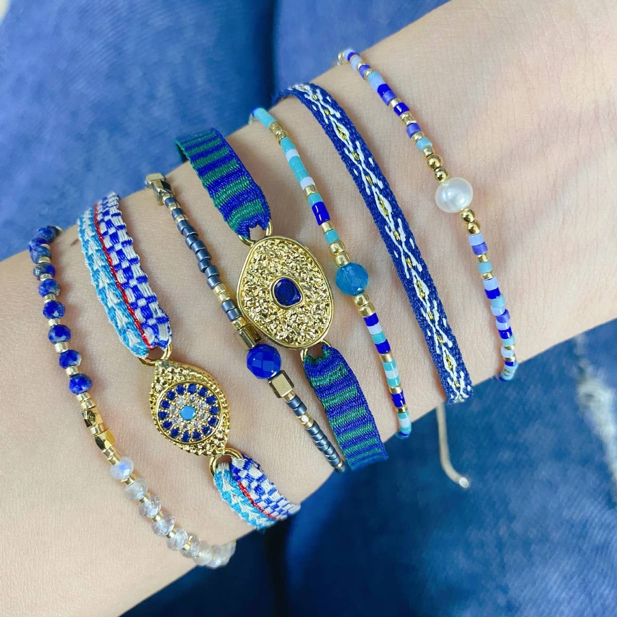 CWAJE4568_NATURAL STONE RICE BEADS ULTRA-THIN BRACELET SET