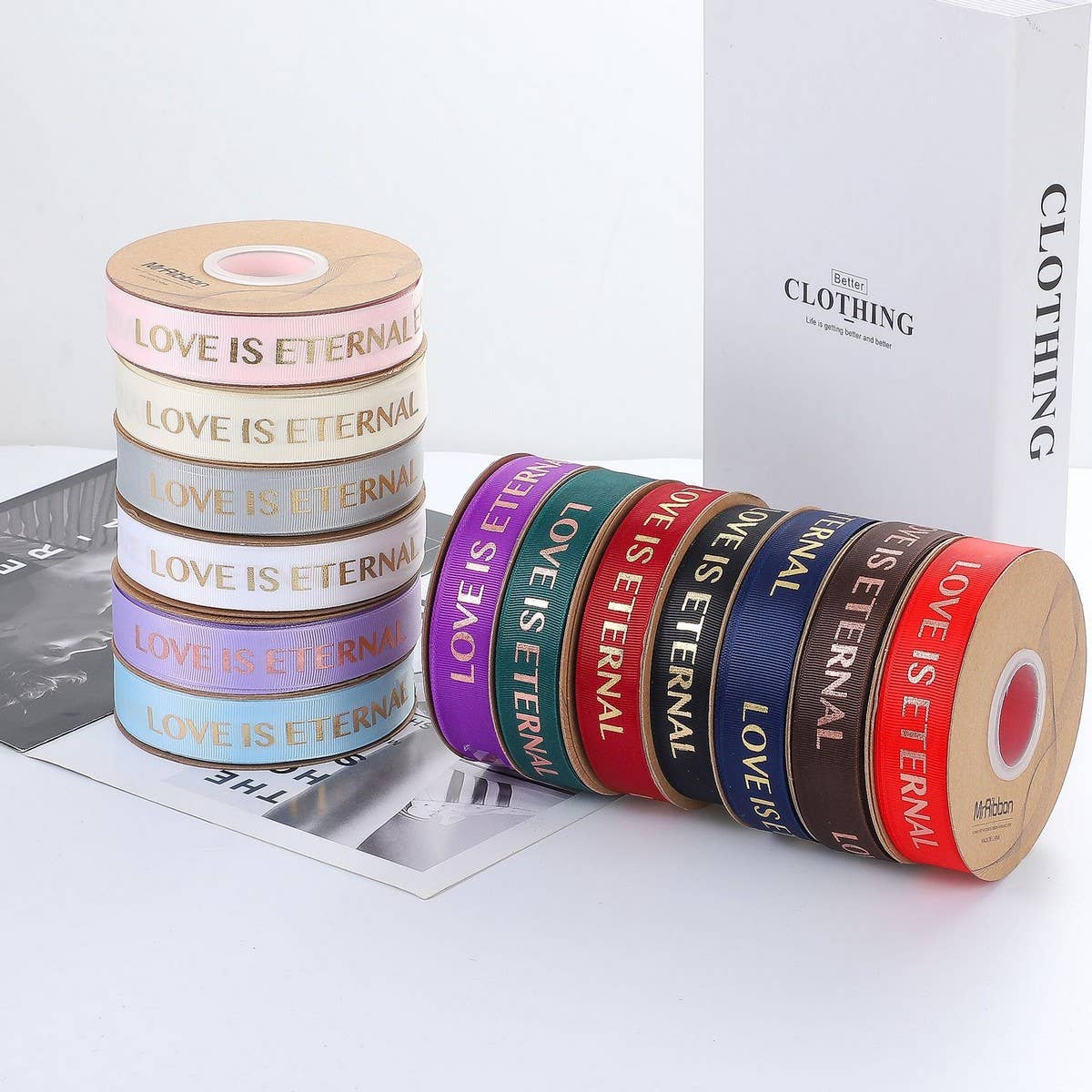 GOLD STAMPED THREADED RIBBON DIY BOW RIBBON