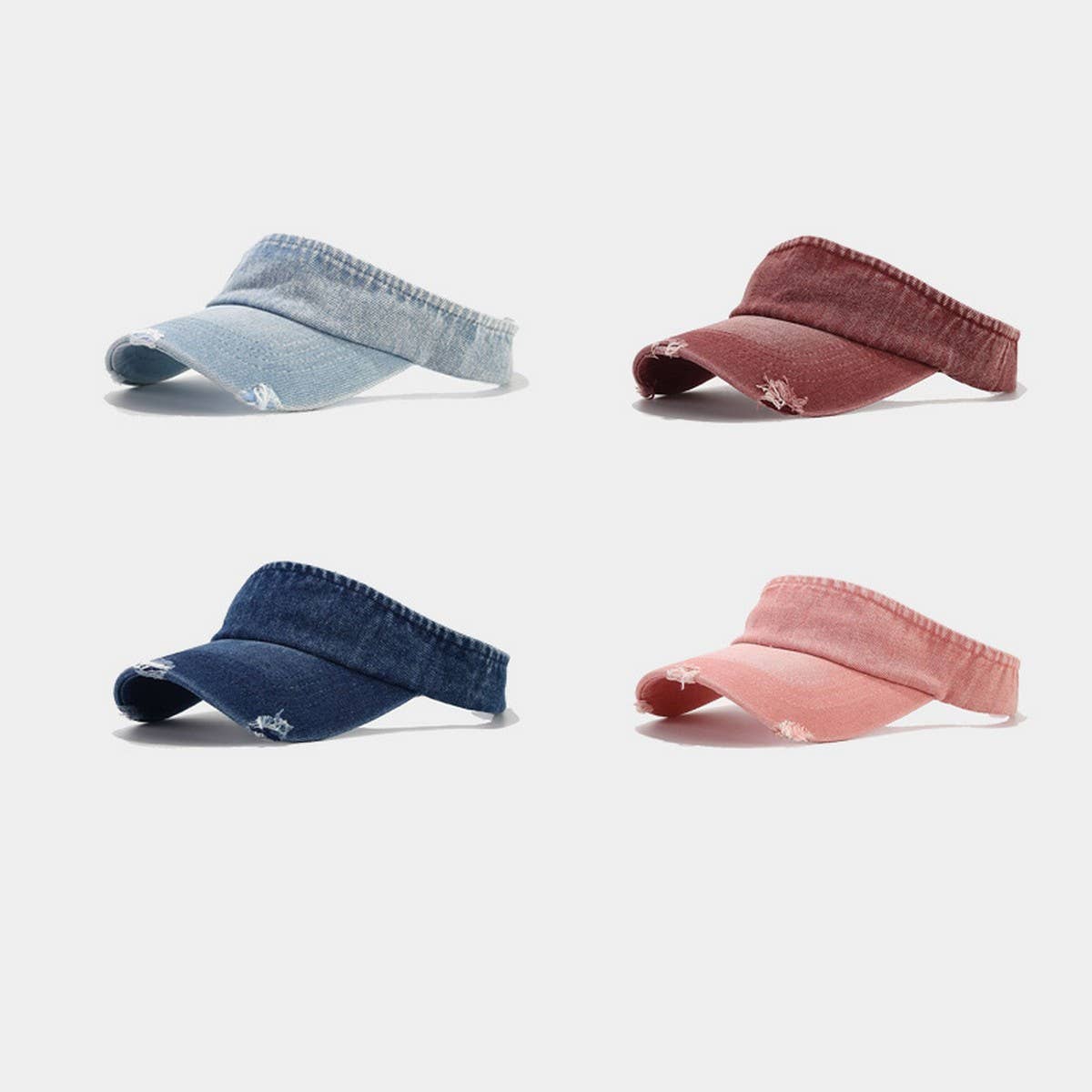 Distressed Denim Visor Hat - Vintage Sunshade Cap_CWAH3286
