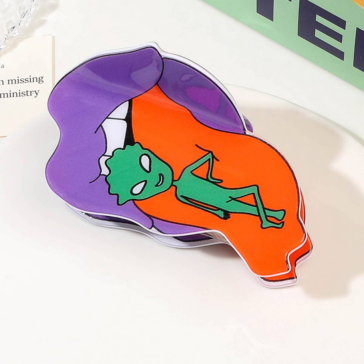 Halloween Alien Acrylic Hair Claw - Spooky Clip_CWAHA1633