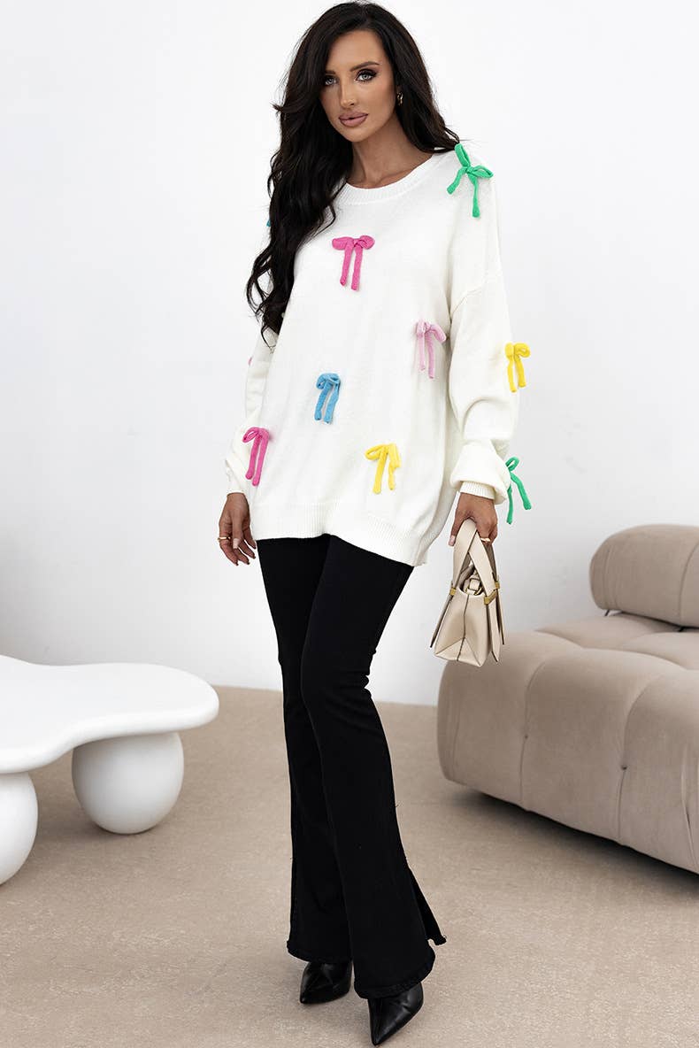 FASHION COLOR THREE-DIMENSIONAL BOW KNITWEAR