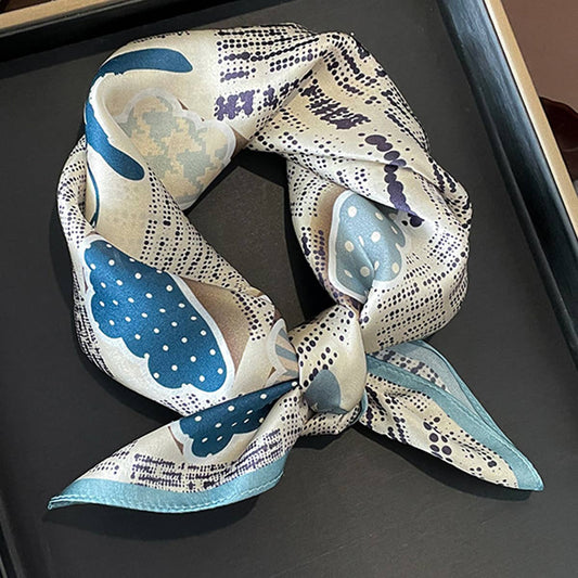 Silk Cloud Print Square Scarf ? Breathable & Light