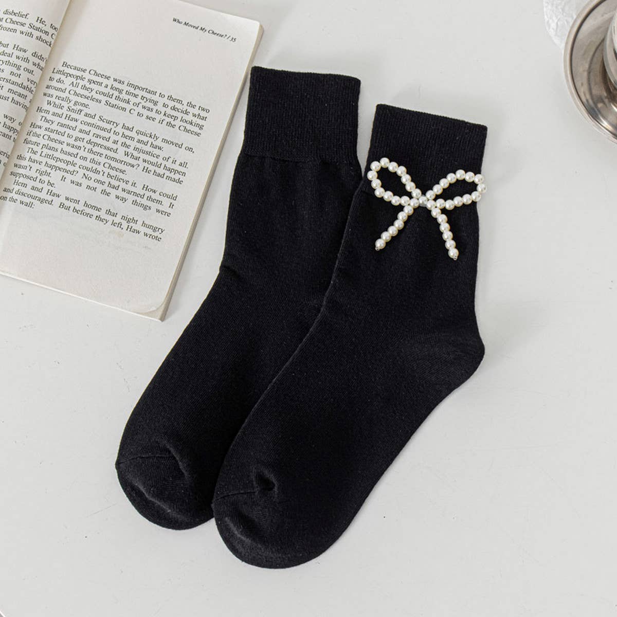 WOMEN NEW PEARL SOLID COLOR SOCKS