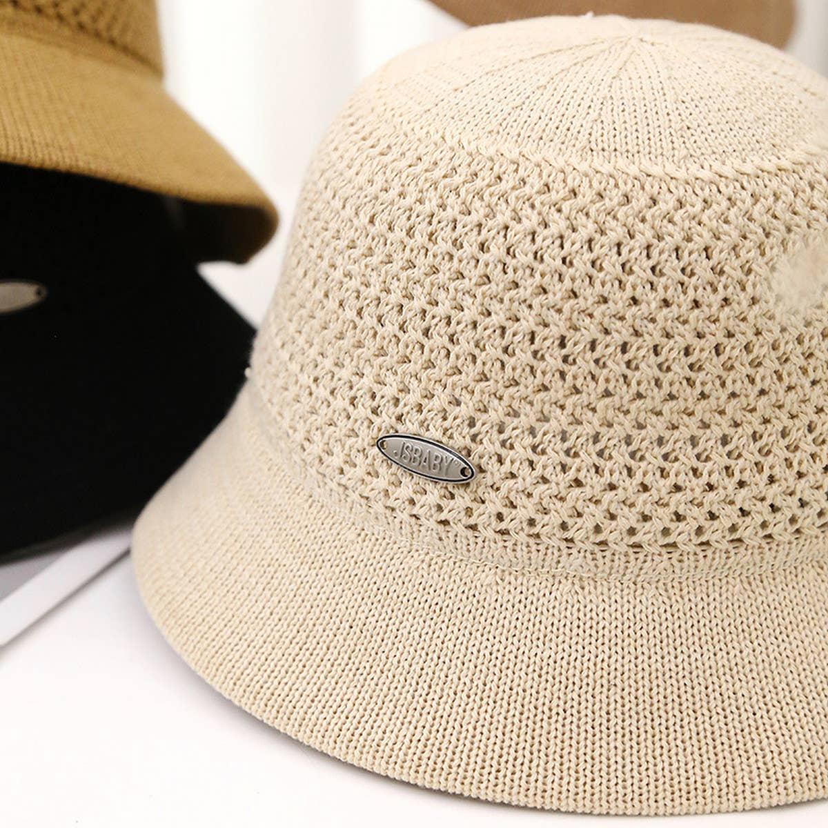 HOLLOW BREATHABLE CASUAL KNITTED BUCKET HAT_CWAB2842
