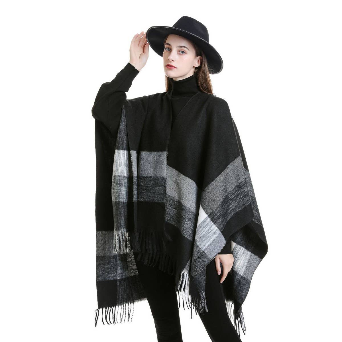 FASHIONABLE WARM STRIPED COLOR MATCHING SHAWL