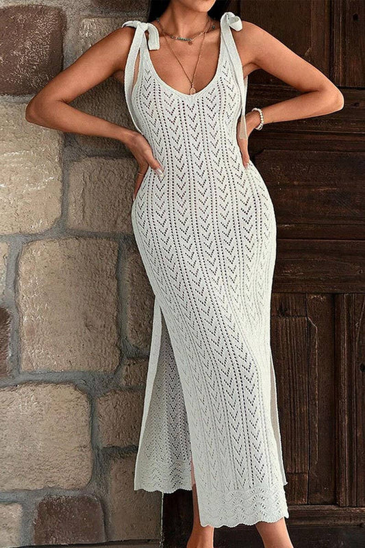 CWDMD4730_KNITTED HOLLOW STRAP BEACH DRESS COVER UP