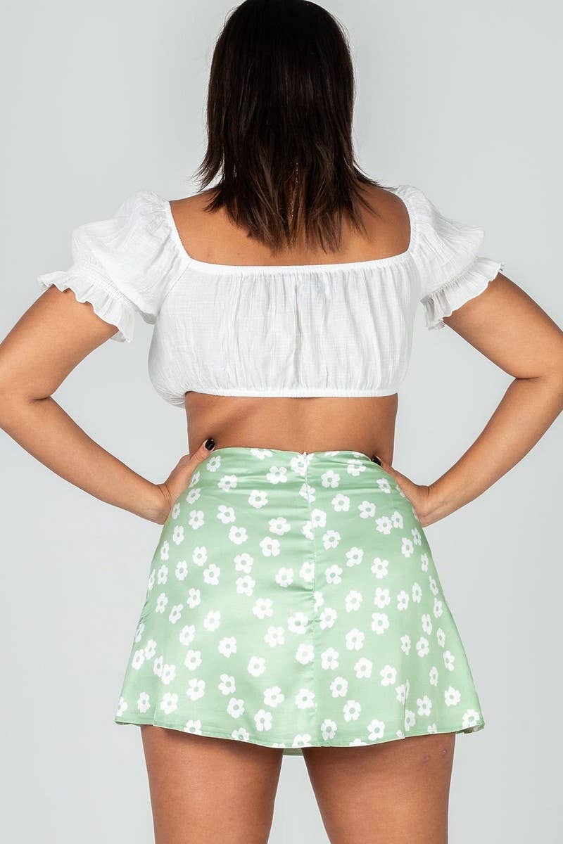 HIGH WAISTED SATIN PRINTED FLORAL LEOPARD SKIRT_CWBSS0152