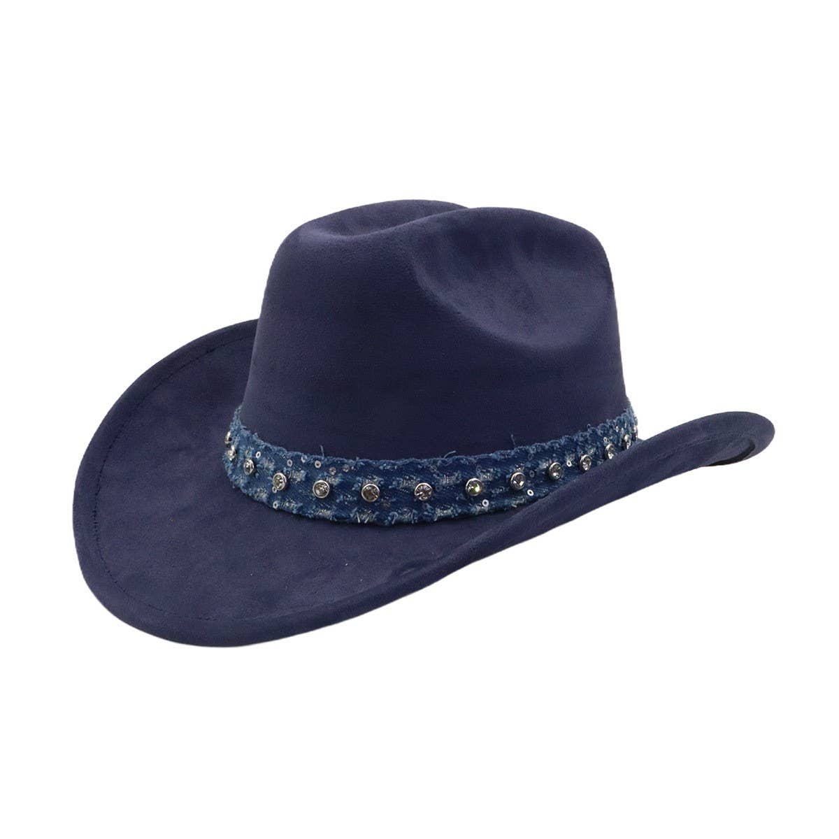 Suede Western Cowboy Fedora Hat Ethnic Style_CWAH04501