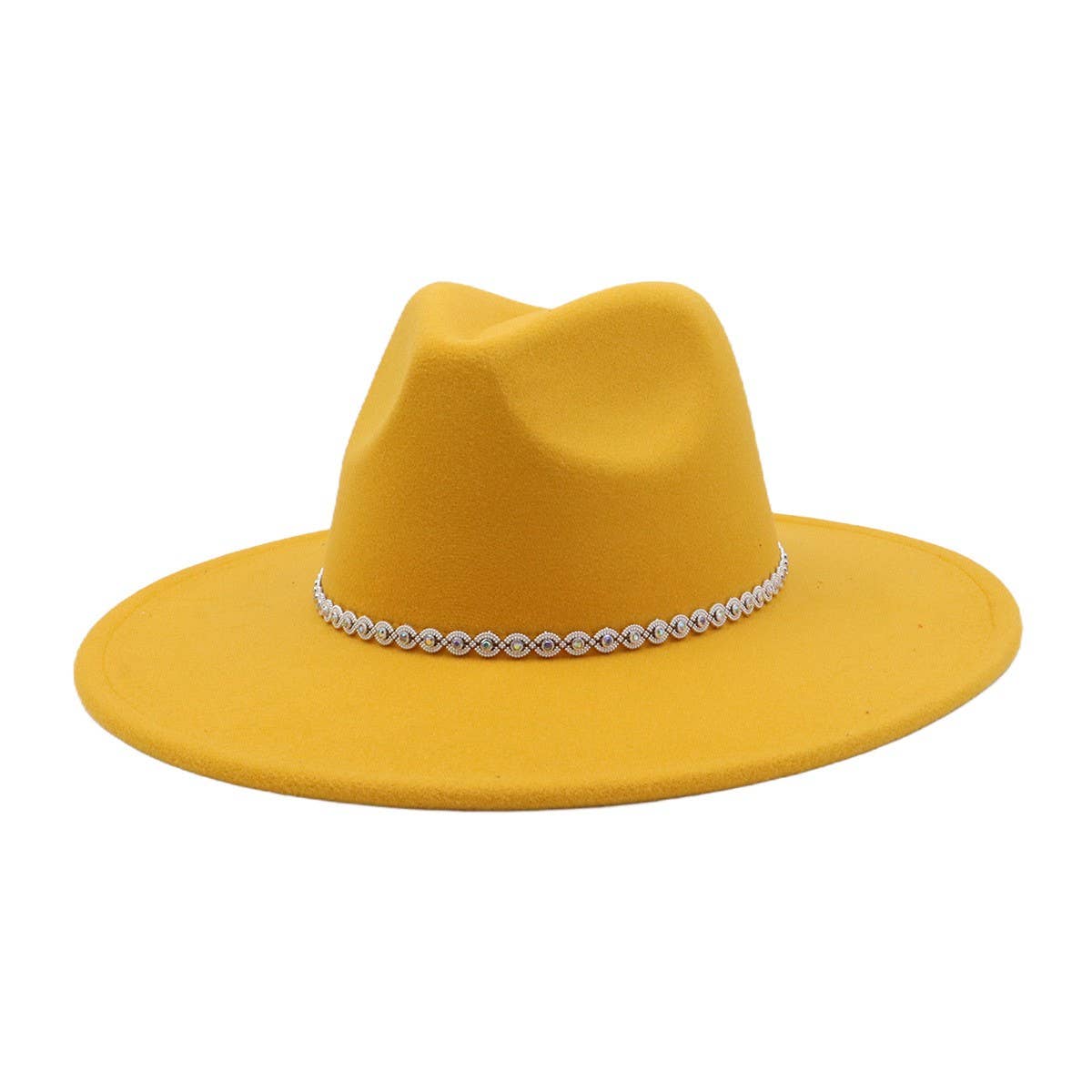 Heart Top Wide Brim Wool Blend Fedora Hat for All_CWAH04389