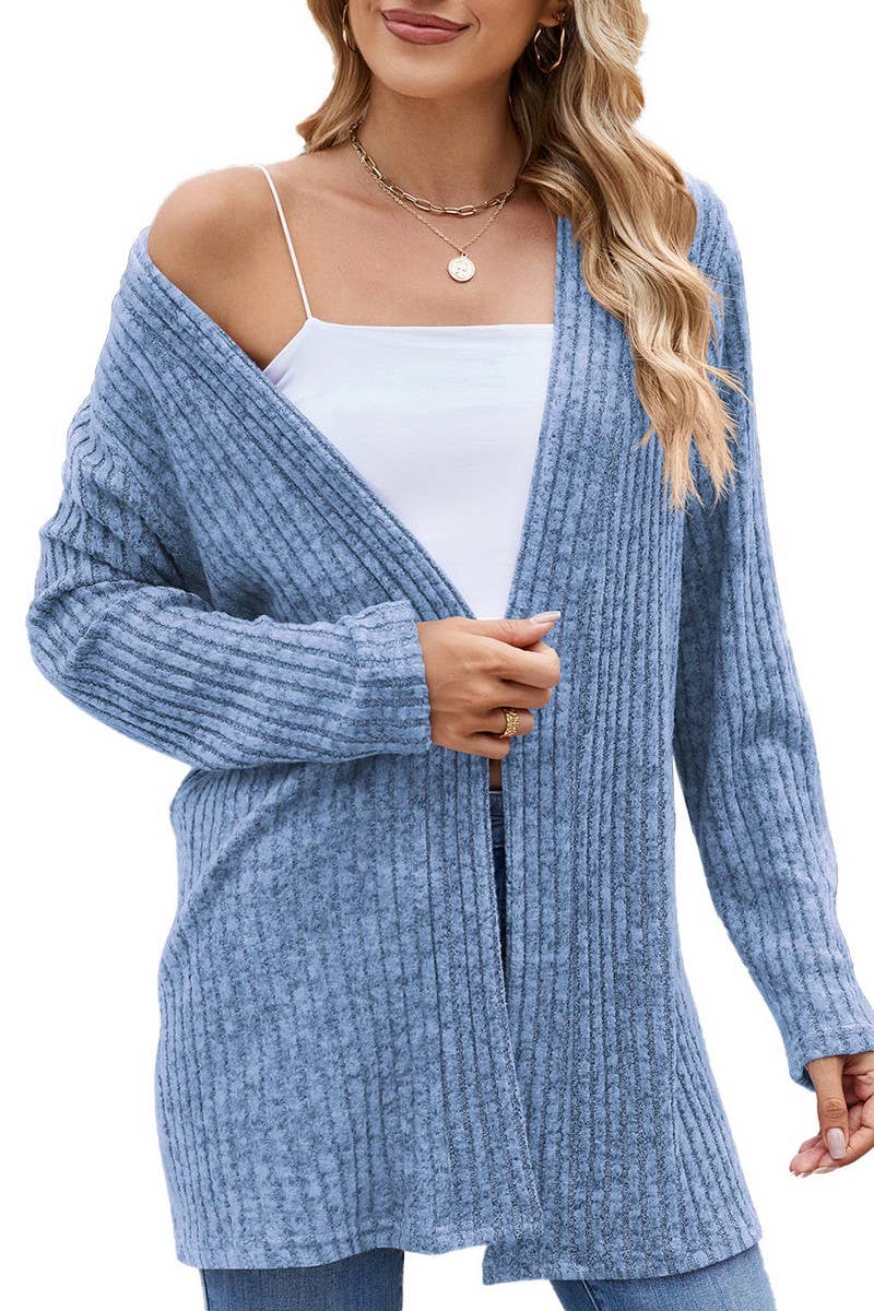 CWOCAL1917_LONG-SLEEVED FITTING BRUSHED KNITTED CARDIGAN