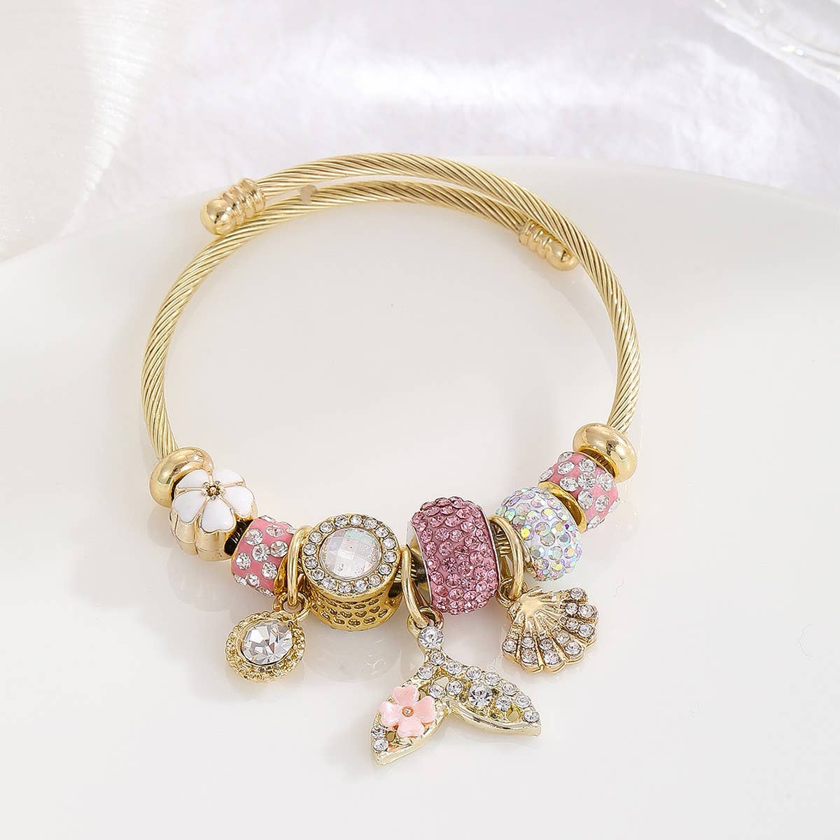 Gold Stainless Steel Dolphin Tail Bracelet