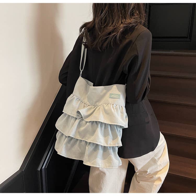 Lotus leaf pleats large-capacity crossbody bag