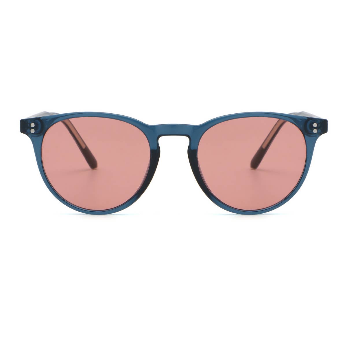 FASHIONABLE FAUX ACETATE ROUND FRAME SUNGLASSES