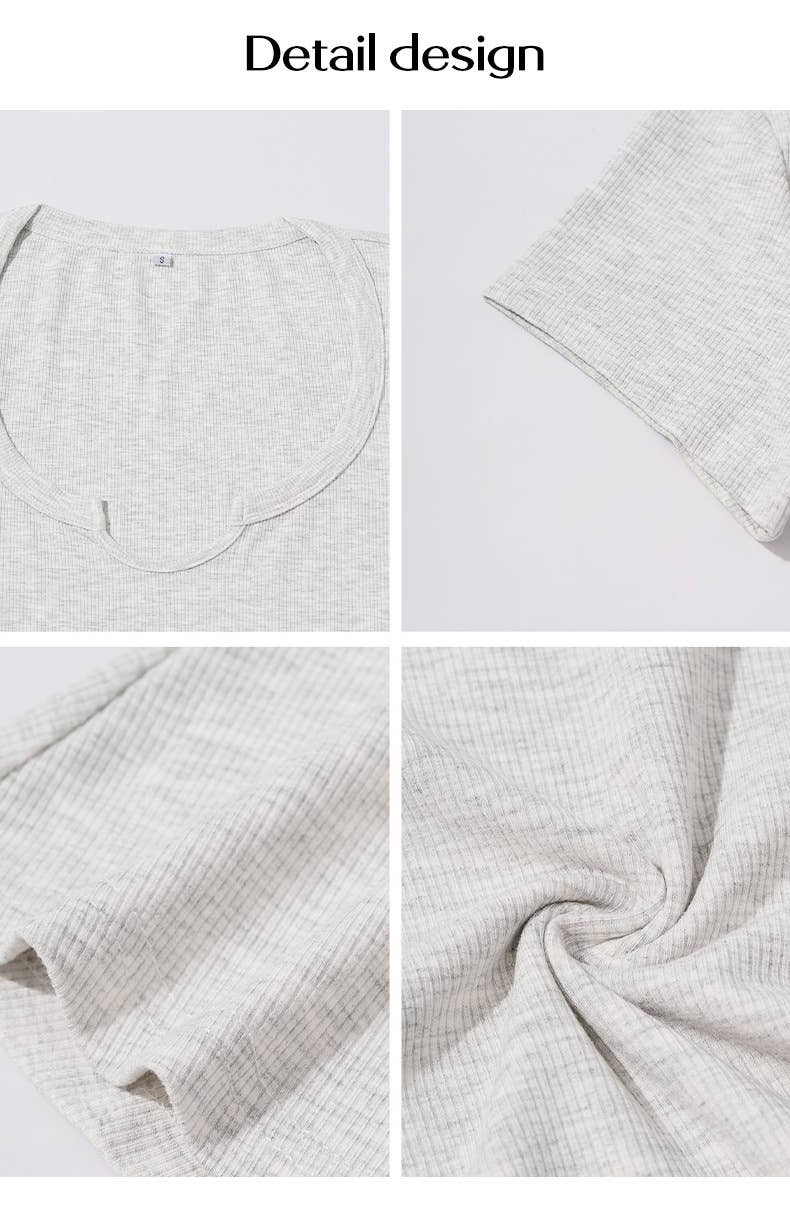 Threaded sexy solid color short-sleeved T-shirt