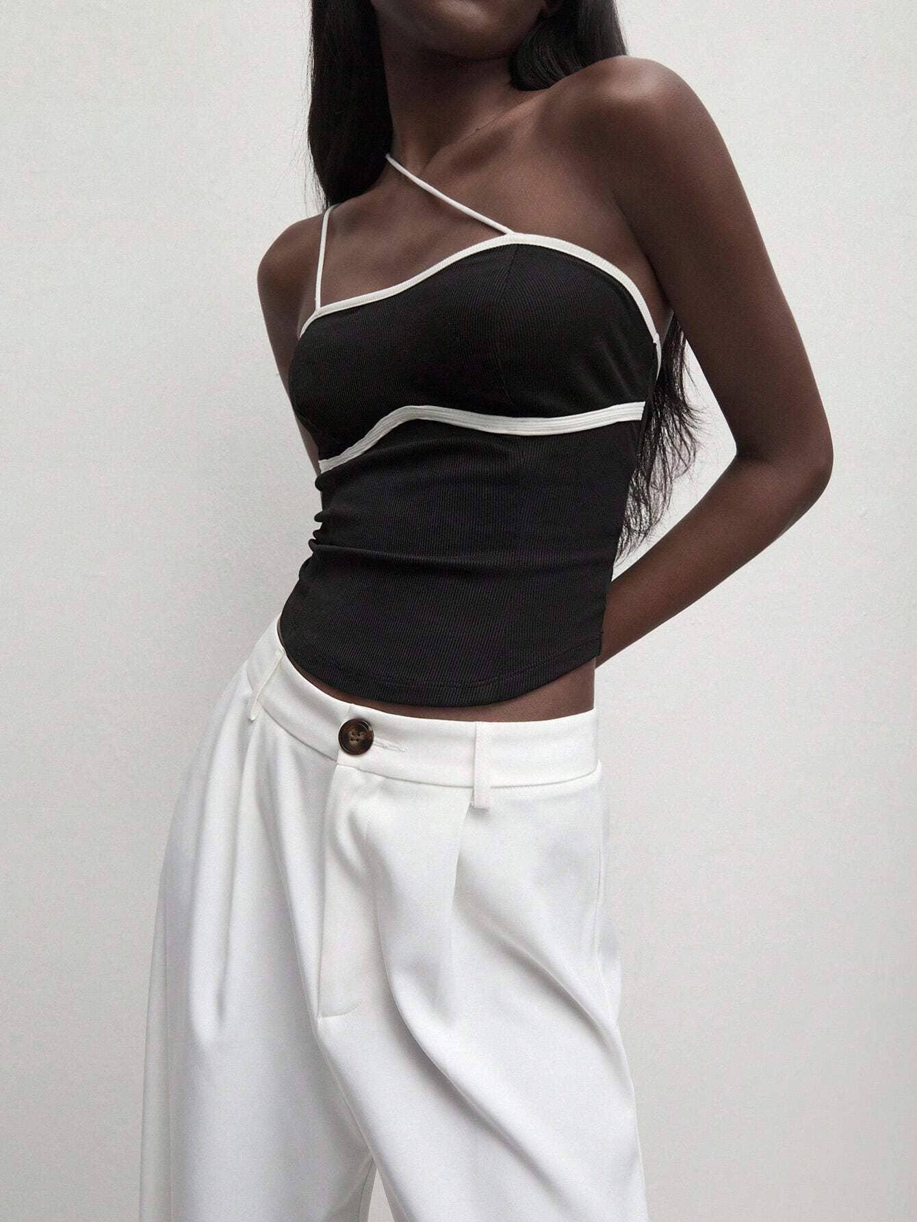 Unique design sensual single side strap vest