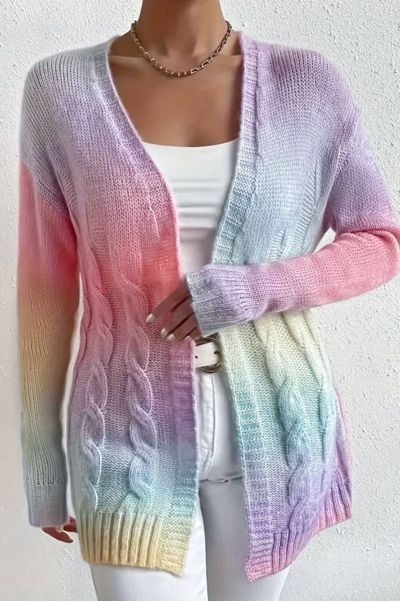 CWOCAL1575_KNITTED COLOR SWEATER LONG SLEEVE CARDIGAN
