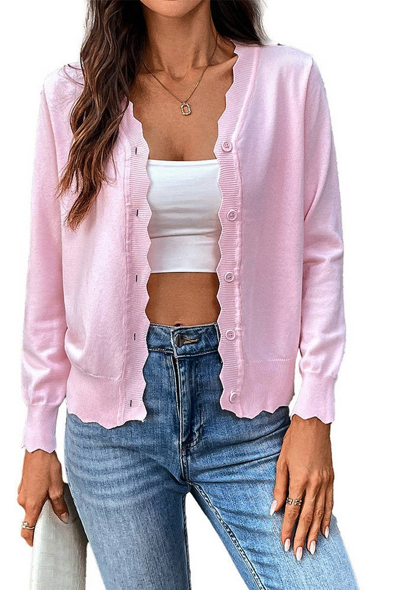 CWOCAL2302_ICE SILK V-NECK LONG SLEEVE KNIT CARDIGAN