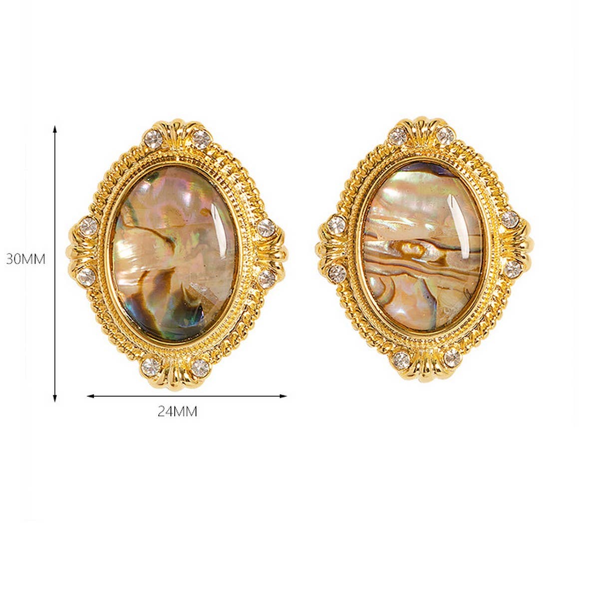 COLORFUL ABALONE EARRINGS WITH DIAMONDS AND ZIRCON