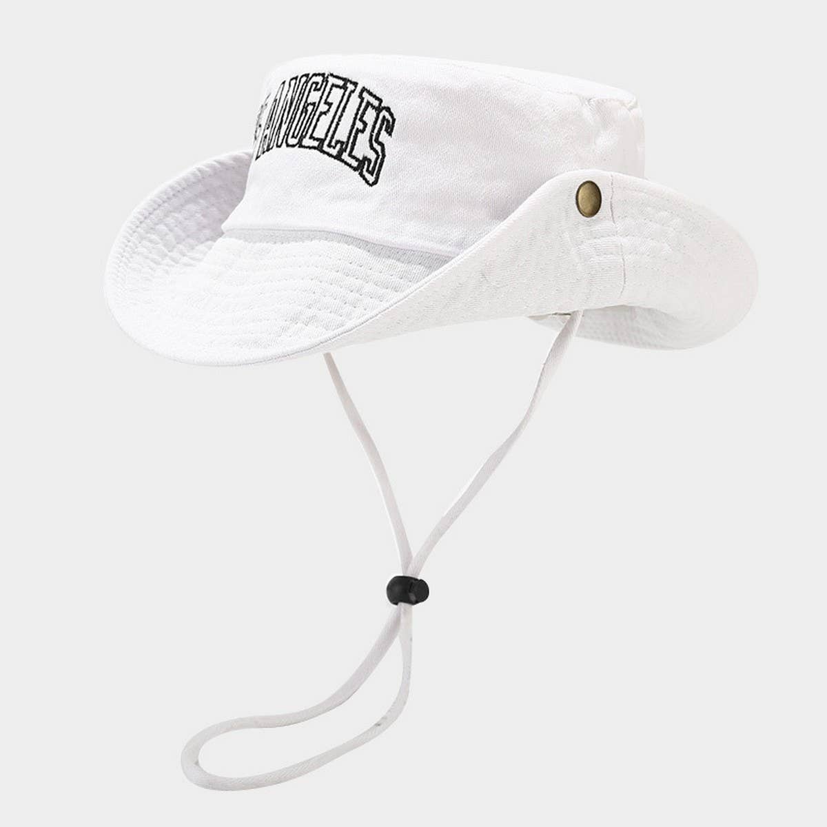 Embroidered Cotton Cowboy Sun Hat with Chin Strap_CWAH3823