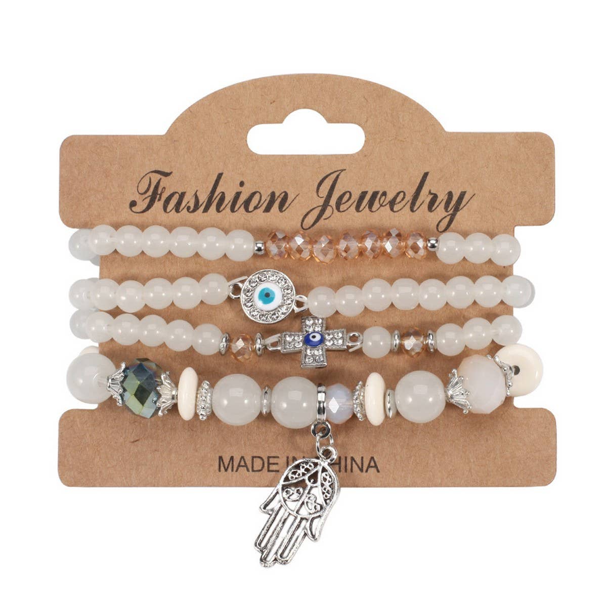 CWMM10447_BOHO HAND EYE CROSS CHARM BEADED BRACELET