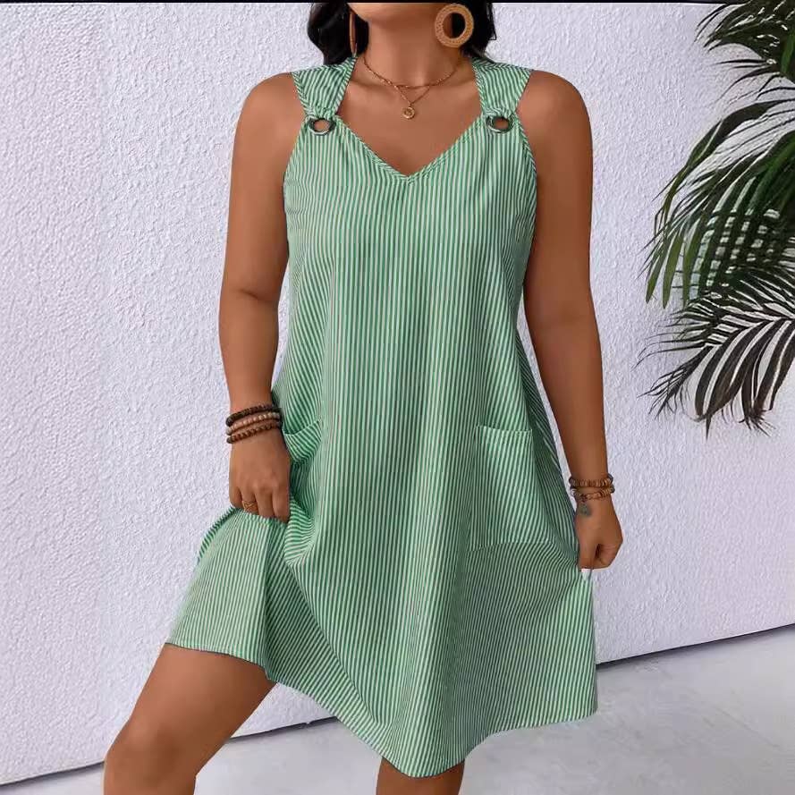 SKIRT WITH ROUND NECK AND STRIPED SUSPENDERS