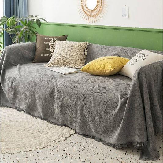 White Sofa Cover Blanket Full Wrap Design
