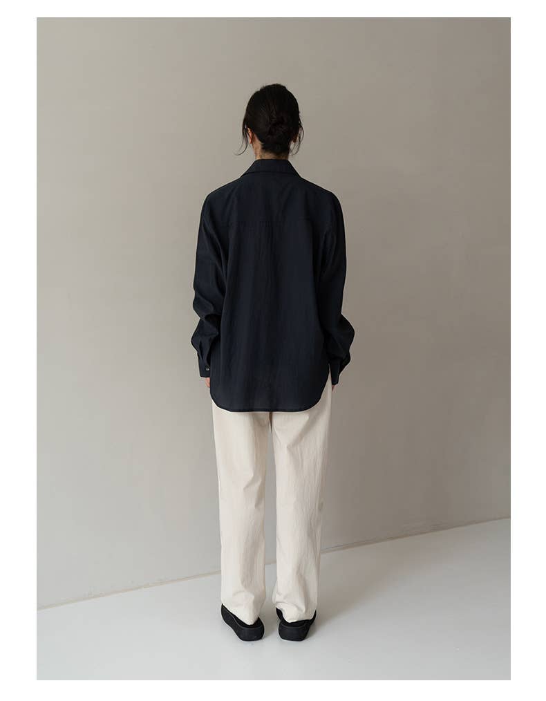 Elegant long-sleeved tencel ice cotton shirt