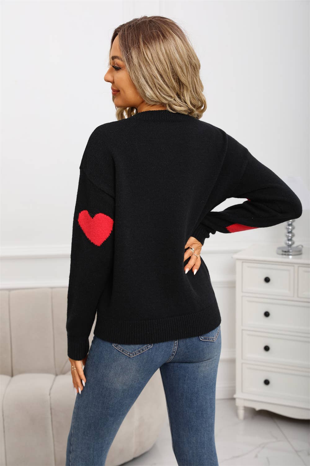 Valentine's Day jacquard round-neck sweater