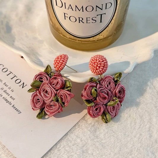 Handmade Rose Earrings ? Spring Floral Cottagecore