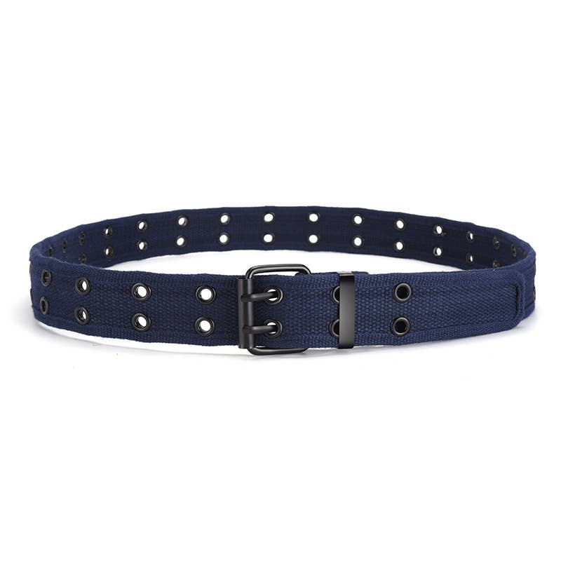 Double-pin buckle cotton double-row hole belt