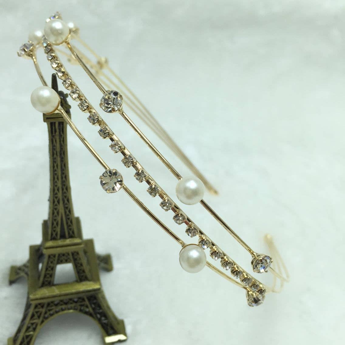 RHINESTONE SET WITH SWEET PEARL HEADBAND