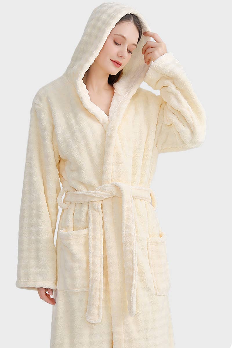CWMM8295_THICKENED HOUSEHOLD LONG CORAL FLEECE ADULT ROBE