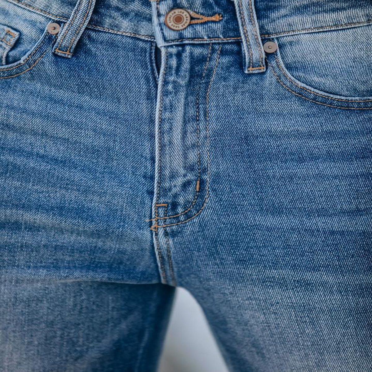 Mid Rise Flare Jeans ? Washed Slim Fit Denim