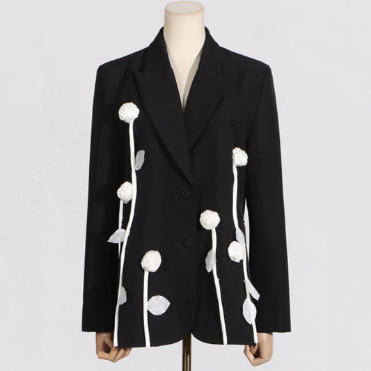 Elegant Flower Blazer ? Spring Slim Fit Style