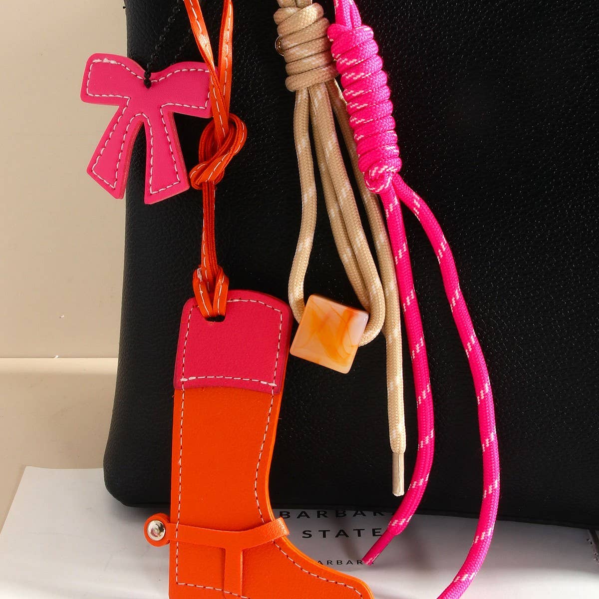 Western Horse Keychain with Beads & Bow