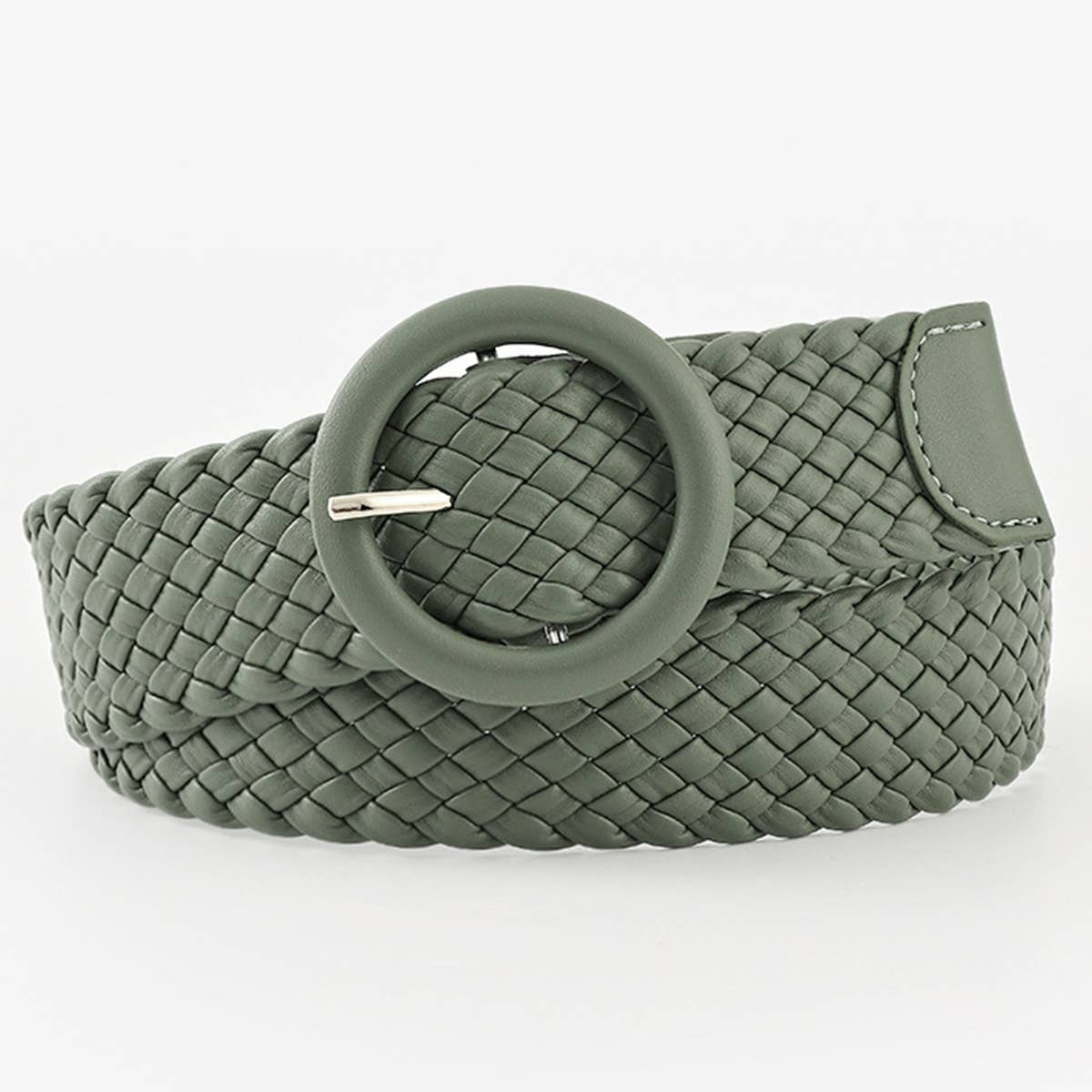 ROUND BUCKLE WOVEN BELT_CWABE0112