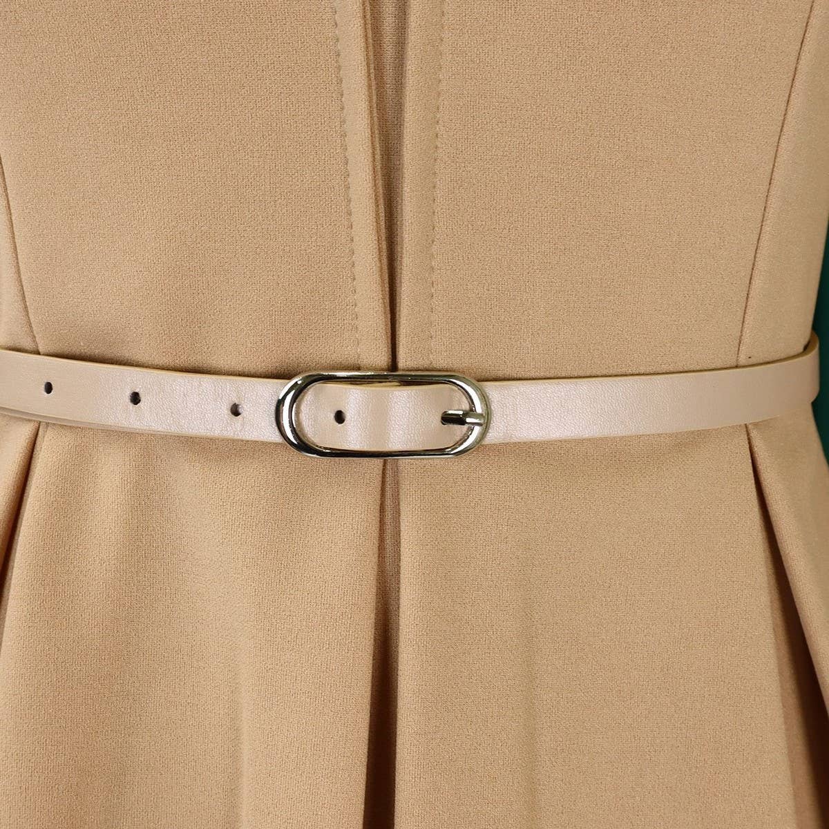 V-NECK RUFFLED HIGH WAIST SLIM COMMUTER DRESS