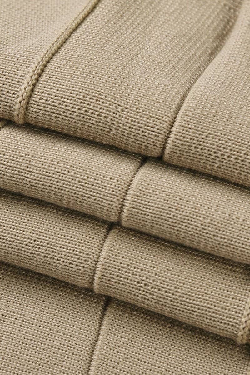 CWDSD6463_V-NECK TIE PLEATED KNITTED SHORT A-LINE DRESS