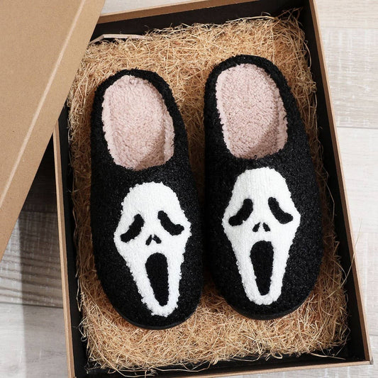 HALLOWEEN HOME SKULL SCREAM COTTON SLIPPERS