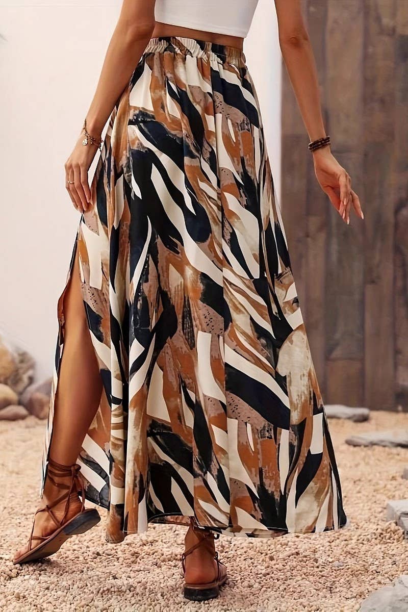 CWBLS0527_SUMMER BOHEMIAN PRINTED CASUAL SKIRT