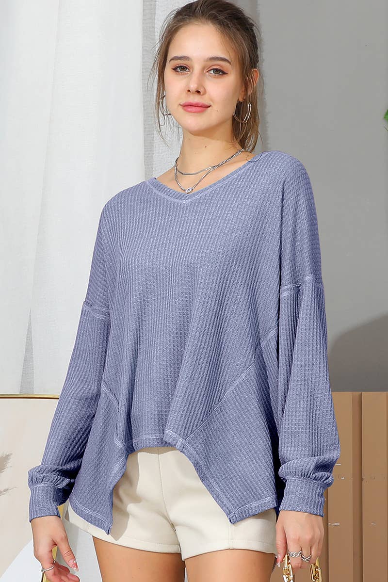 Cwttl1471_Casual Loose Fit Long Sleeve Tops