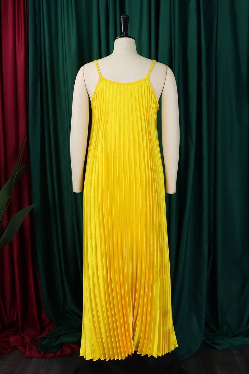 CWDMD1722_PLUS SIZE SLING PLEATED LONG DRESS