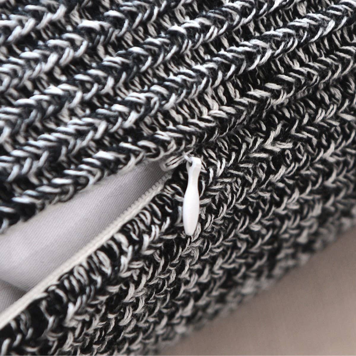 GRADIENT HERRINGBONE COTTON CABLE KNITTED PILLOW