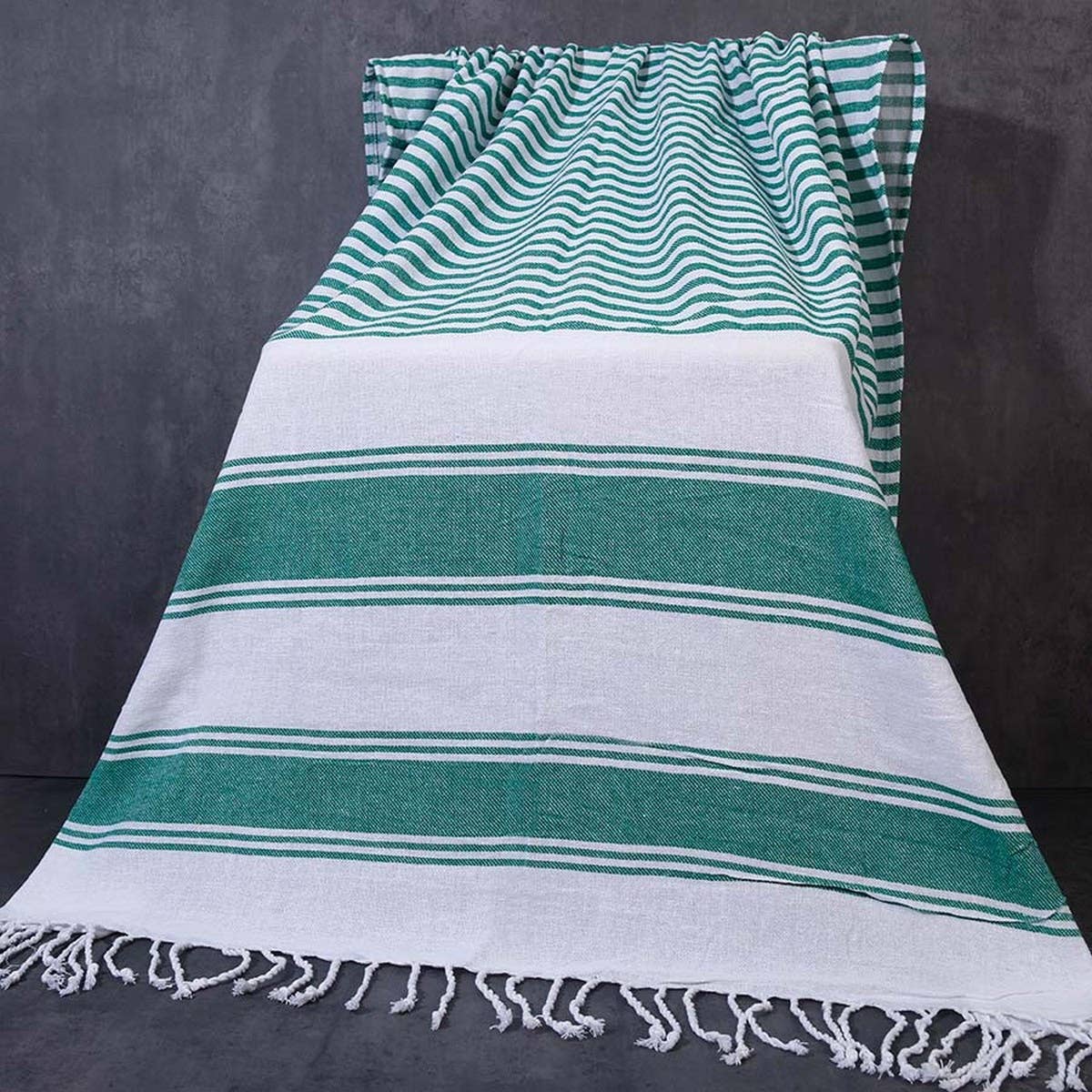 Wide Stripe Tassel Towel Turkish Cotton Beach Wrap
