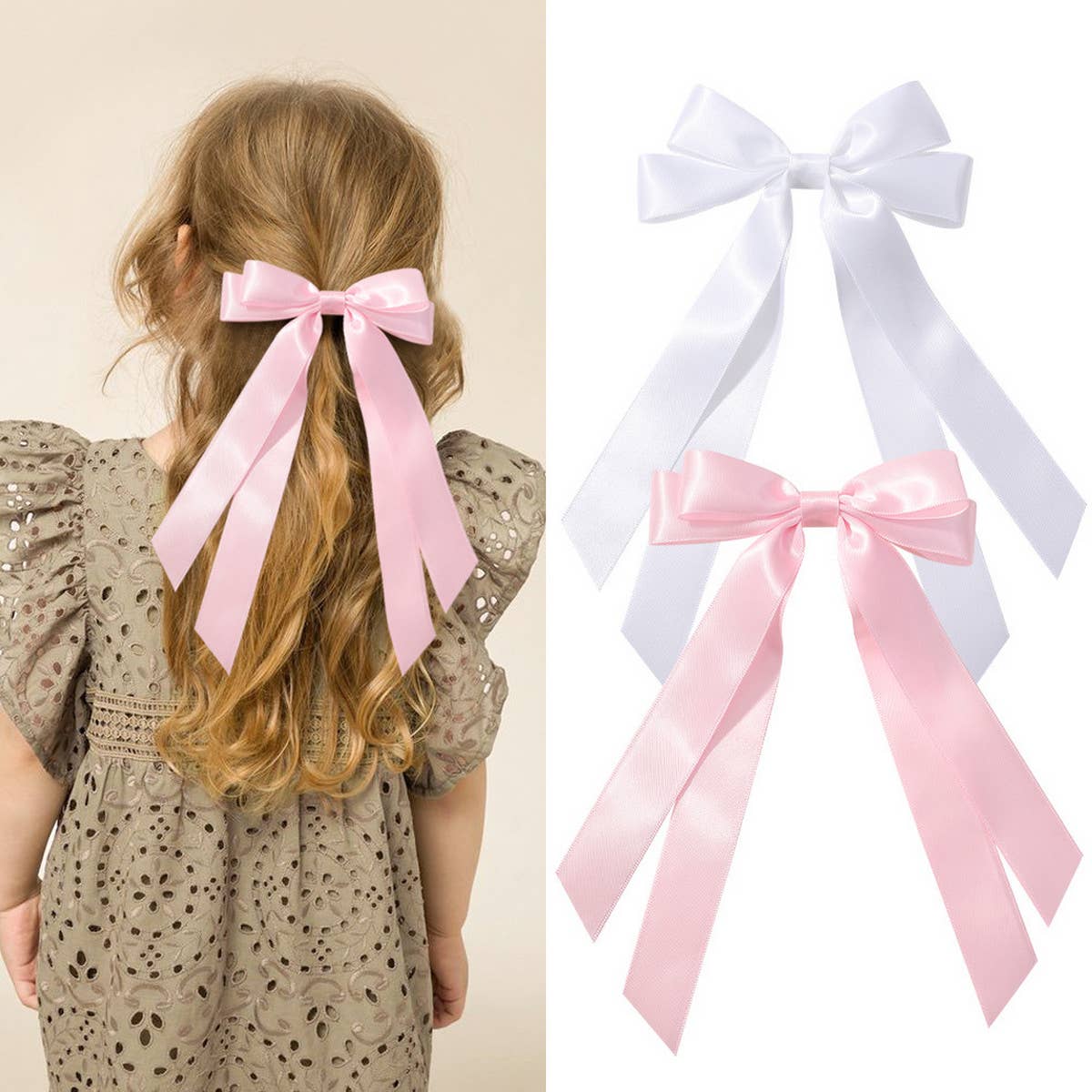 CHILDREN'S DOUBLE-LAYER RIBBON BOW HAIRPIN