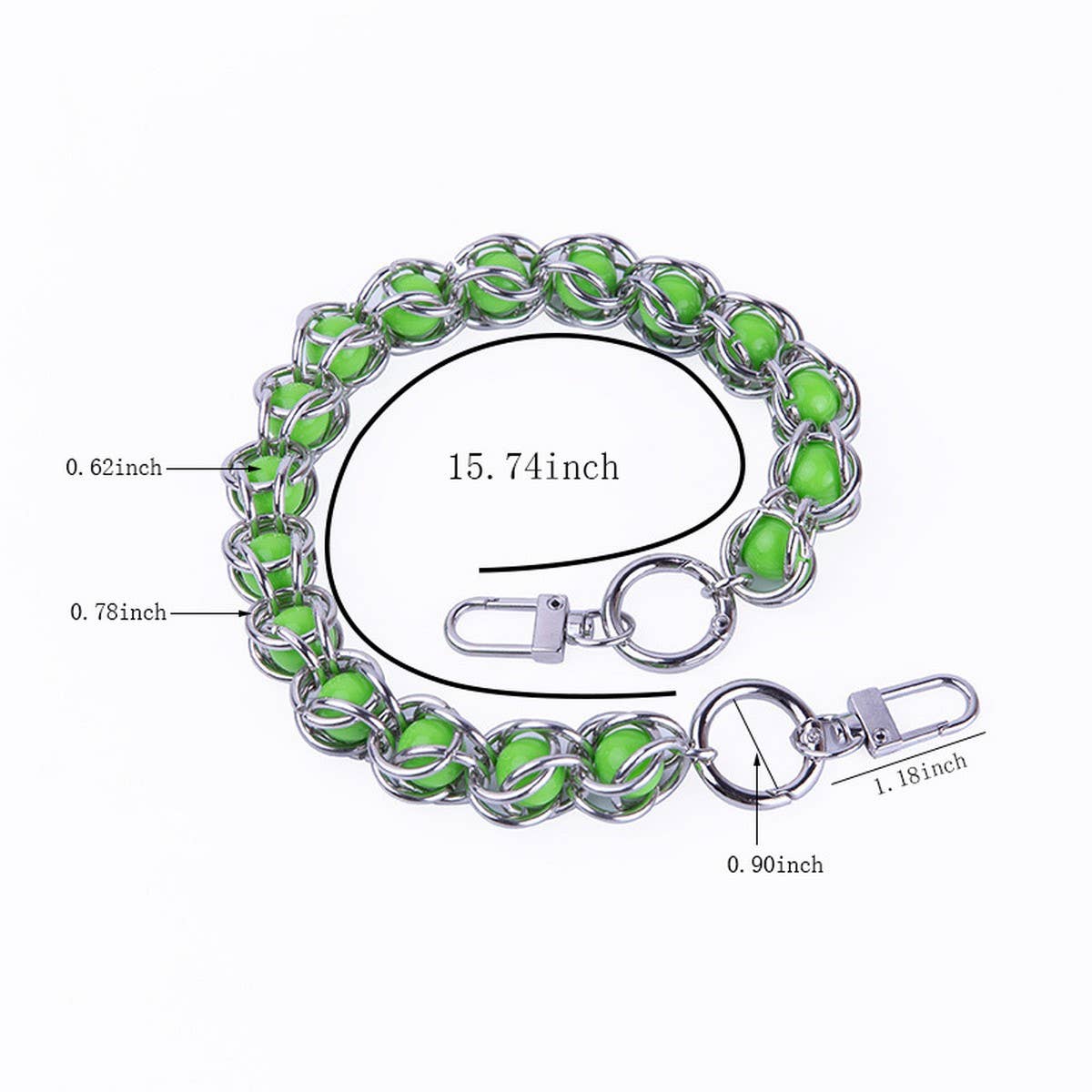 15.75in Metal Bead Acrylic Bead Handbag Strap_CWMM5117