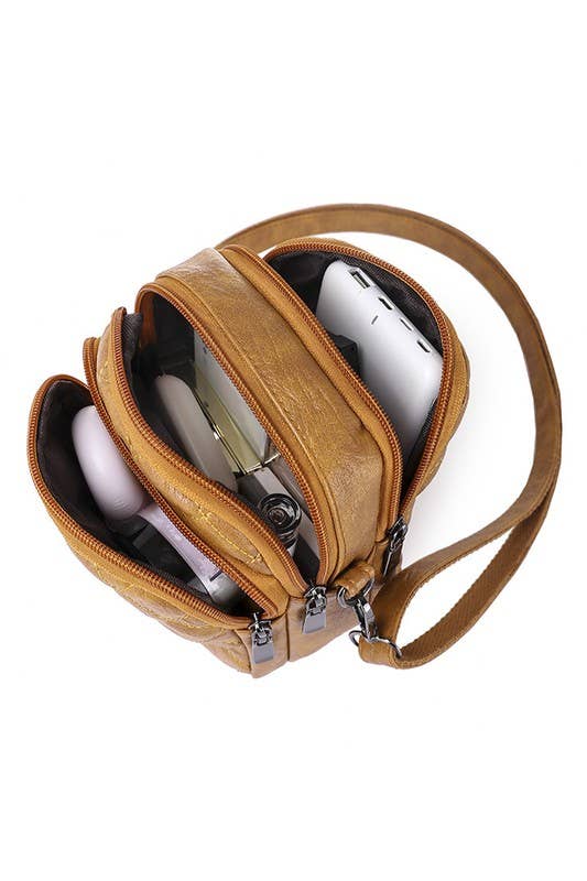 SOFT LEATHER SQUARE THREE LAYER MESSENGER BAG_CUAB0047